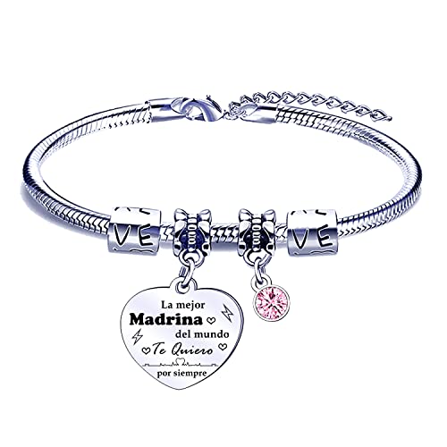 FGHJK Presente de madrinha pulseira para adrina pulseiras a melhor padrinha do mundo Quero-te para sempre para Madrinha presente de aniversário presentes Natal padrinha ideias presente madrinha