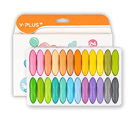 YPLUS Ceras coloridas para crianças, 24 cores brilhantes e não tóxicas, estilo Macaron - suprimentos de arte laváveis e seguros para colorir e pintura, fáceis de segurar
