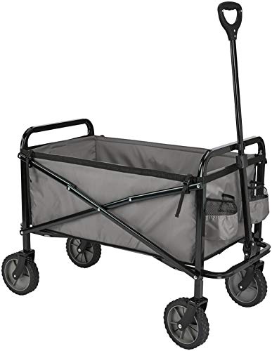 Amazon Basics Carreta dobrável para jardim e ar livre com saco de cobertura, 70,1 x 103,89 x 50,8 cm, cinzento