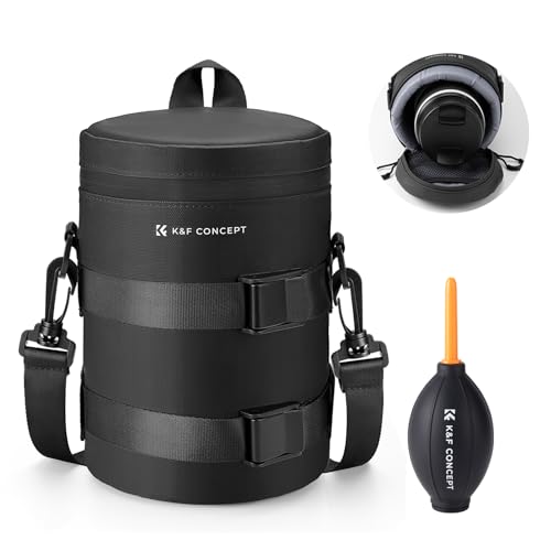 K&F Concept Capa protetora para lentes, bolsa impermeável com fecho de correr para objetivos, capa protetora para objetivos de câmaras DSLR, Barque, Organizadores de malas