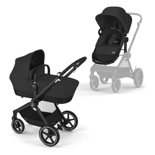 CYBEX Gold Carrinho de passeio EOS Lux 2 em 1, sistema de viagem, desde o nascimento até 22 kg (aprox. 4 Anos), Lua Black