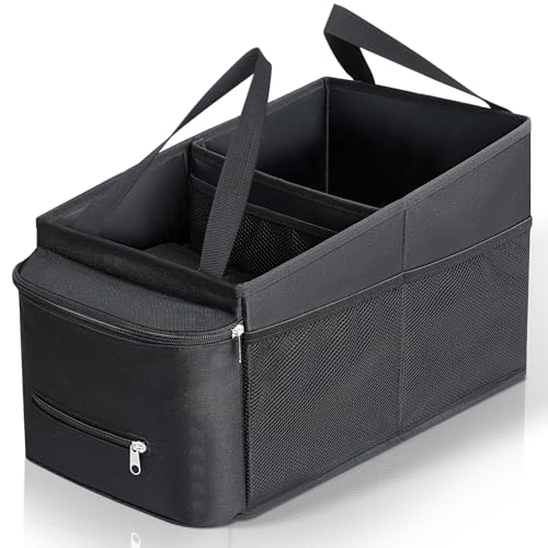 Cozary Organizador de assento de carro, organizador de assento dobrável, para adultos e crianças com porta-copos, compartimentos de armazenamento para brinquedos, livros