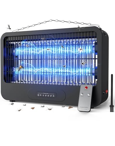 Candeeiro anti-mosquitos, 3500 V UV mata mosquitos elétrico, candeeiro mosquitos com temporizador e comando, resistente à água IPX4, para interior, exterior, cozinha, quarto, jardim, pátio (100 m²)