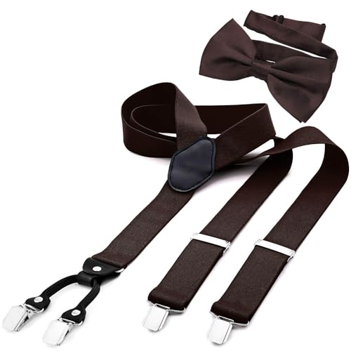 DonDon Conjunto de alças e laço para homem, forma de Y, largura 3,5 cm, feito à mão - acessório elegante para casamento, festa, smoking