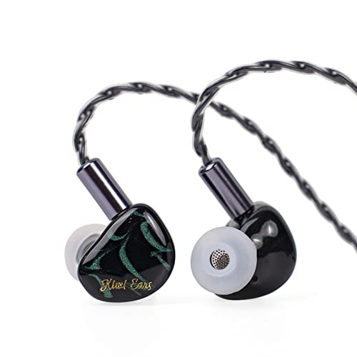 Linsoul Kiwi Ears Corrente controlador dinâmico de berlilio de 10 mm IEM 3D impresso com tomada intercambiável removível 0,78 2 pin 3,5 mm IEM cabo para músico (verde)