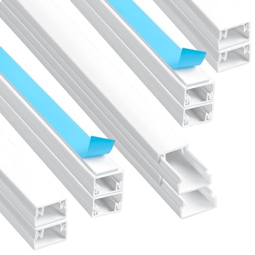 AiQInu Caletas para cablagem (0,4 m x 15 mm * 10 mm), cobertura para cabos de TV em paredes, auto-adesivas, pequenas, brancas, montagem na parede para conduto de cabos de gerência, 10 peças)