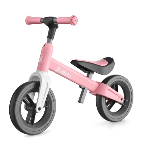 JOLLITO Bicicleta de equilíbrio para crianças, brinquedos de passeio para 18 meses, bicicleta de treino leve sem pedais com roda de 9 polegadas e moldura de alumínio