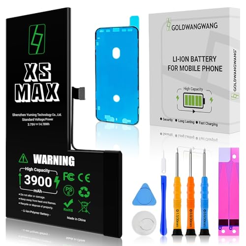GOLDWANGWANG Bateria para iPhone XS MAX, 3900 mAh de alta capacidade, compatível com A1921 A2101 A2102 A2103 A2104, 0 Ciclos, kit completo de reparação, certificado CE/RoHS/FCC