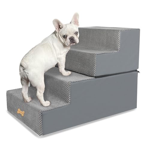 Nepfaivy Escada para cães médio - Rampa antiderrapante, escadas para subir na cama com cobertura removível, 61 x 40 x 45 cm