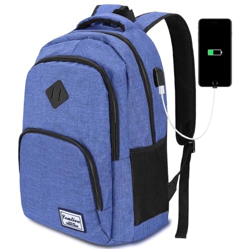 Mochila escolar menina menino, mochila juvenil mochila portátil para menino menina adolescente estudante universidade instituto escritório trabalho 15,6 polegadas azul