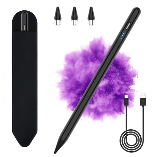 Lapiz para tablet com alta precisão e sensibilidade de inclinação, Stylus Pen compatível com Samsung, Lenovo, Xiaomi, Huawei Tablet e telemóveis, lápis universal com 3 pontas de substituição (preto)