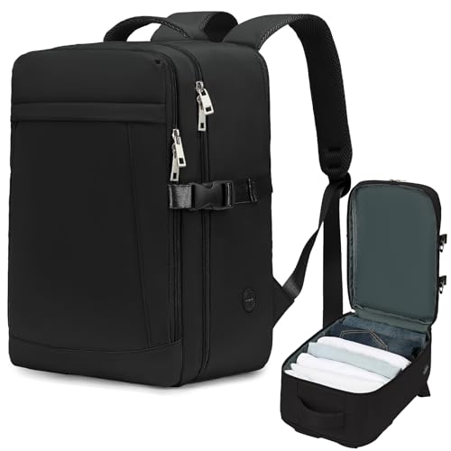 Yankony Mochila viagem cabine avião 40 x 20 x 25 para Ryanair 20 L mochilas de viagem com bolso anti-roubo Travel Backpack bagagem de mão homem mulher, Preto
