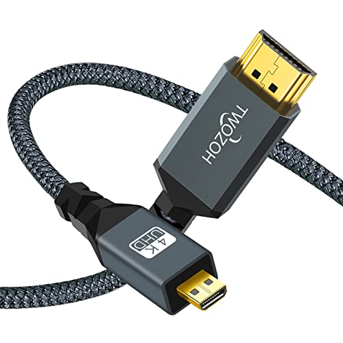 Twozoh Cabo micro HDMI para HDMI 2M, micro HDMI tipo D para HDMI tipo A suporta 4K/60Hz 1080P 2.0A/B 2.0/1.4 A