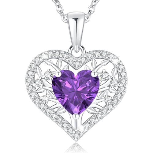 LAVUMO Collar Mujer Corazón Árbol de la Vida Joyas Mujer Plata de Ley 925 Regalos Originales Esposa Mamá Novia Navidad Cumpleaños Día San Valentín Regalo
