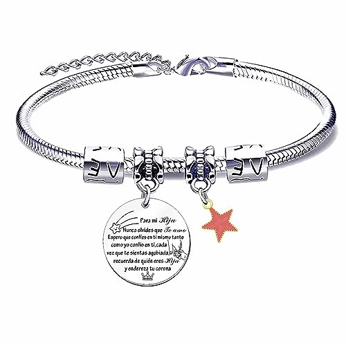 MNBVBV Presente pulseira de filha para mulher Minha menina ontem, minha amiga hoje, minha filha para sempre pulseiras com pingente gravado para presentes de aniversário presentes de Natal para a filha