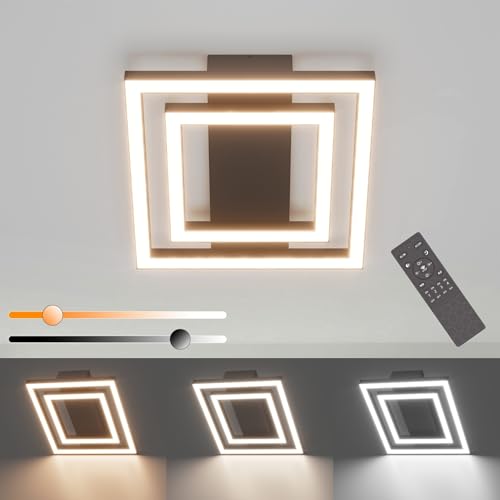 Klighten Candeeiro de teto 35 W regulável com controlo remoto, moderno candeeiro de teto LED de teto, luz de teto alumínio para quarto sala de estar, cozinha corredor, 29 x 29 cm, 3000-6000K, 2400 LM,