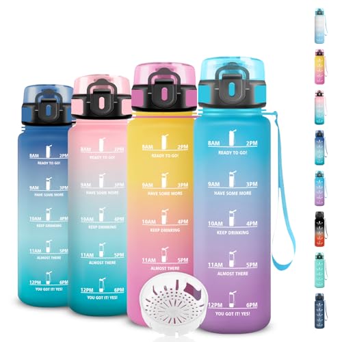 Garrafa de água, 500 ml garrafa de água para crianças, à prova de fugas, cafetora infantil com filtro, fácil de limpar, cantil com marca de tempo, para a escola, escritório, desportos, corrida