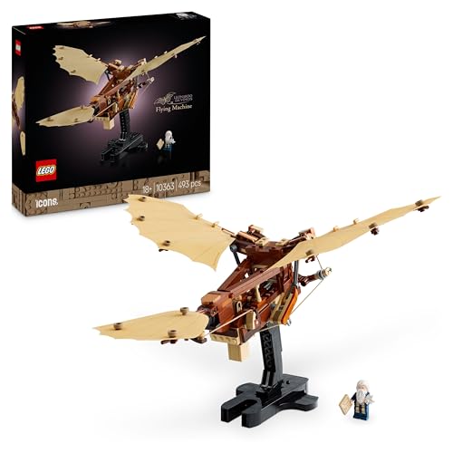 LEGO Icons Máquina voadora de Leonardo da Vinci Maquete para adultos de Ornitopter, presentes para homens e mulheres amantes da história e trabalhos manuais, decoração de sala e quarto 10363