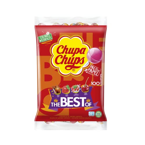Chupa Chups Original caramelo com varão, de sabores variados, 100 x 12 g