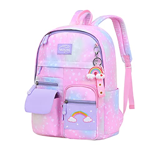 Amythe Mochila escolar para menina, mochila infantil para crianças dos 6 aos 10 anos, mochila de berçário para meninas, leve e impermeável de nylon, 30 x 12 x 41 cm