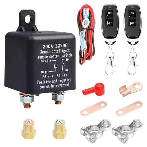 Desconectador de bateria de carro, 12 V CC 200 A corta-correntes carro com 2 comandos à distância, interruptor anti-roubo de alimentação do carro para o carro, RV, barco, iate