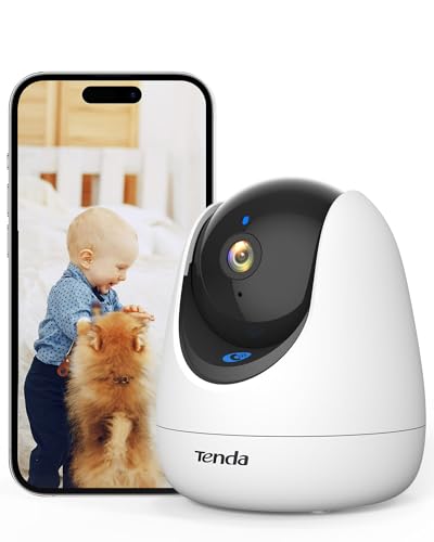 Tenda CP3 Pro V1.1 Câmara WiFi monitorização interior 2K, câmara de segurança cúpula 360°, visão noturna deteção de movimento, áudio bidirecional, compatível com Alexa, câmara de vigilância para