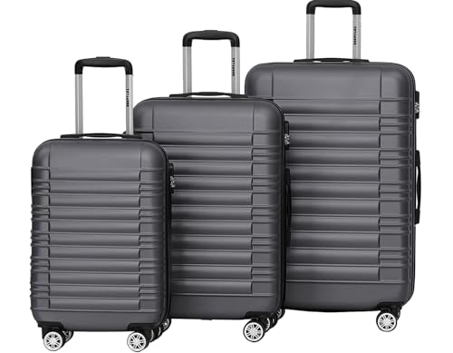 TRVLMORE Mala e trolleys - mala de mão - mala de viagem com rodas, mala de mão com rodas, mala rígida pequena de 55 x 40 x 20 cm, bagagem leve de mão, mala de mão, mala de mão, mala de mão,, Cinzento