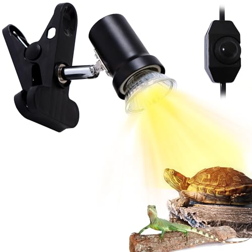 PewinGo Candeeiro para tartaruga, com 1 lâmpada halogénica de 50 W, regulável, candeeiro de répteis e anfíbios, luz amarela