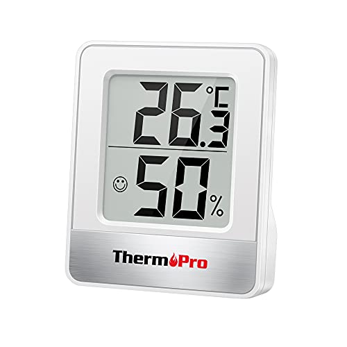 ThermoPro TP49 Pequeno higrómetro digital, termómetro interno para controlar a temperatura e medir a humidade, para conforto no escritório e em casa, termómetro para réptil
