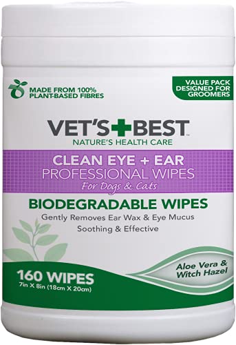 Vet's Best Limpar os olhos e orelhas toalhas profissionais para cães e gatos - 160 toalhetes