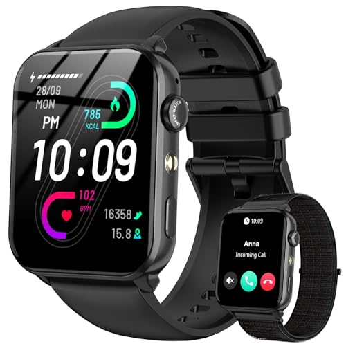 IOWODO Relógio inteligente homem mulher, Smartwatch mulher com 2 correias, 1,91" relógio desportivo com função chamadas e Whatsapp mensagens Bluetooth, 100 modos de desporto para iOS Android telefone