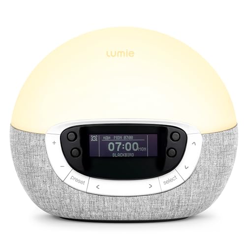 Lumie Bodyclock Shine 300 Despertador com luz, simulação de amanhecer e pôr-do-sol graduais, 14 sons, luz regulável, rádio FM
