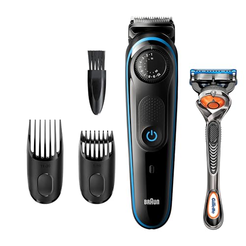 Braun Aparador de barba e corta-pelos BT3240, máquina de cortar cabelo, para homem, 39 configurações de comprimento, preto e azul