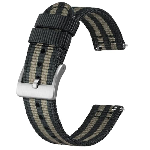 BISONSTRAP Correias de nylon militar, correias de relógio para homens, libertação rápida, fivela escovada, largura da correia 18 mm 19 mm 20 mm 22 mm