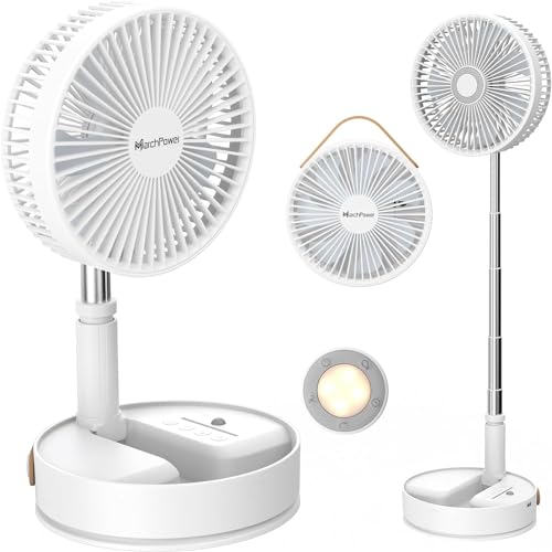 Marchpower Ventoinha de pé silenciosa, 2 em 1 ventilador de pé dobrável de 8" de circulação do ar com 4 velocidades ecrã tátil controlo remoto temporizador para mesa quarto escritório viagem