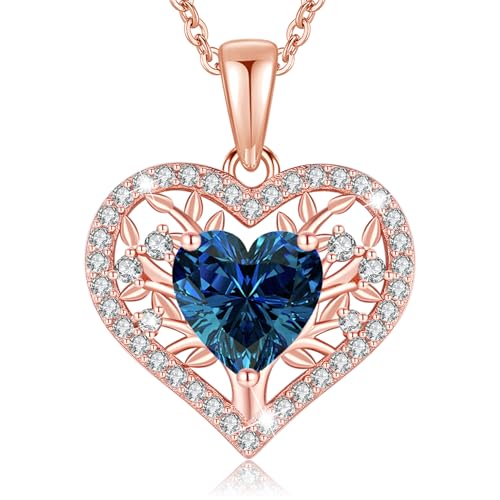 LAVUMO Collar Mujer Corazón Árbol de la Vida Joyas Mujer Plata de Ley 925 Regalos Originales Esposa Mamá Novia Navidad Cumpleaños Día San Valentín Regalo