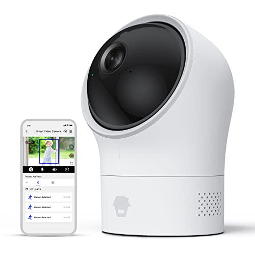 Chuango PT-300Q Câmara de vigilância com Wi-Fi para interiores - Detecção de movimento em casa - visão panorâmica, noturna e inclinação - câmara 1080P - áudio bidirecional