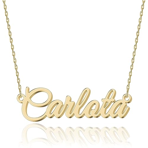 UMAGICBOX Colar personalizado com nome | Escolha entre 14 estilos de fonte | pendente personalizado de aço inoxidável banhado a ouro de 18 K e prata de lei | presente para ela
