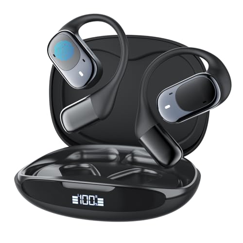 ANSTEN Auriculares orelha aberta, auriculares sem fios Bluetooth 5.3 controlo tátil, IPX6 impermeável, jogo 30H, condução urso adequado para exercício, trabalho