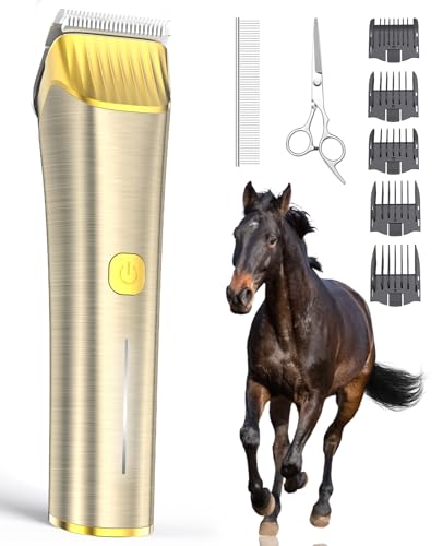 oneisall Premium máquina de cortar cabelo cavalos profissional, silenciosa corta-pelos para animais de estimação máquina cavalos sem fios recarregável para cavalos e gatos com 6 pentes guia