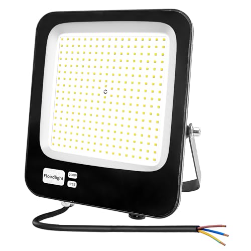 Focos LED para exterior, 200 W, Fosingut IP66, projetor LED para exterior, 6500 K branco frio super brilhante focos interior, luz de segurança Floodlight para jardim, garagem, pátio, traseiro, terraço