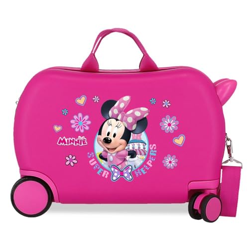 Joumma Disney Minnie Helpers mala de cabine, mala infantil, fabricada em ABS, um material resistente, quatro rodas duplas de rotação multidirecional, fecho de combinação lateral
