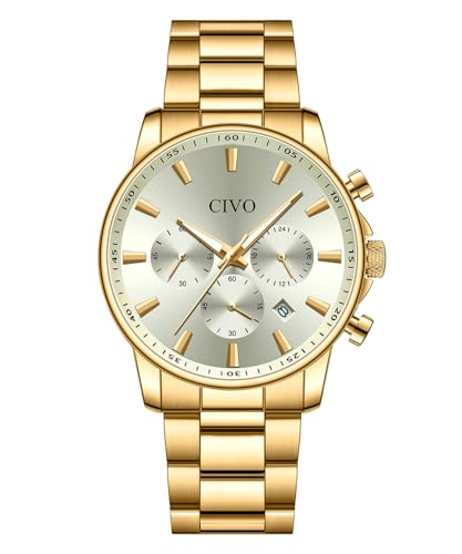 CIVO Relógios homem aço elegante clássico cronógrafo Luminox analógico relógios inoxidável
