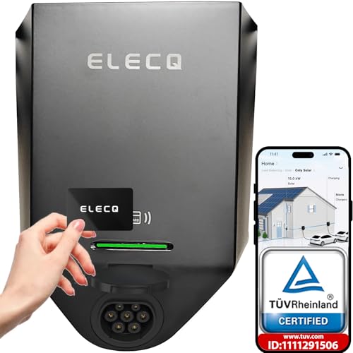 ELECQ wallbox 7,4 kw monofásico | 4G OCPP RFID WiFi | equilíbrio de carga dinâmico, carga solar fotovoltaica | tipo 2 estação de carregamento carro elétrico para casa, 1,4 KW-7,4 KW ajustável