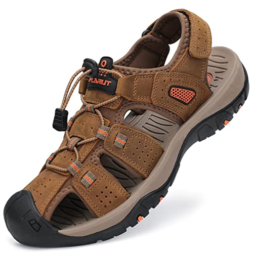 FLARUT Sandálias desportivas homem verão exterior caminhadas sapatos trekking casual sapatos de montanha couro sandálias de praia