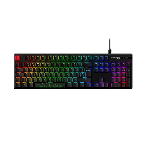 HyperX Alloy Origins PBT - Teclado mecânico para jogos, teclas PBT, RGB, teclas HyperX Red, corpo de alumínio durável, pernas ajustáveis, preto (QWERTY espanhol)