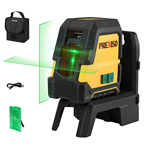 PREXISO Nível a laser, nível automático a laser, linha vertical / horizontal, laser verde com 3 modos, impermeável, nível automático, nível laser profissional com suporte magnético
