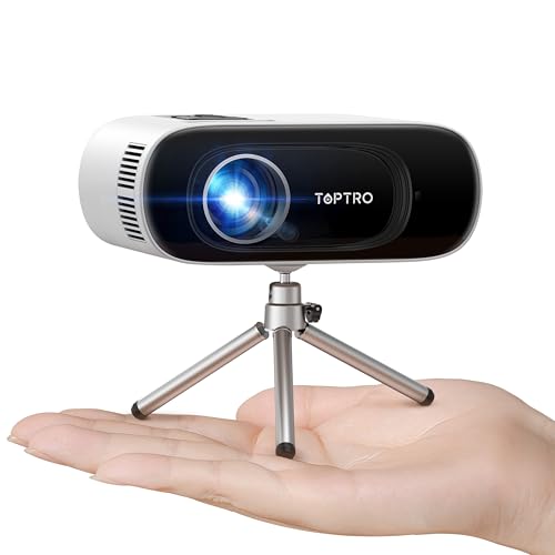 Projetor portátil 【Auto Keystone】Full HD 1080P suporte, 18000 lúmens TOPTRO projetor WiFi Bluetooth mini projetor portátil cinema em casa para Android/iOS/PC/TV Stick/PS5/HDMI/USB (tripé incluído)