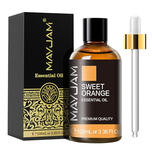 MAYJAM Óleo essencial de laranja doce 100 ml, óleo de laranja doce para difusor, humidificador, bricolagem, casa, acessórios