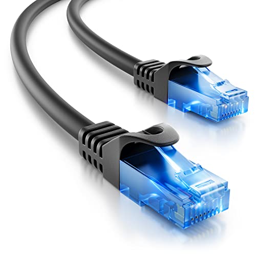 deleyCON 3,0 m CAT.6 Ethernet Gigabit LAN cabo de rede RJ45 CAT6 cabo de conexão compatível com CAT.5 CAT.5e CAT.6a Cat.7 - preto